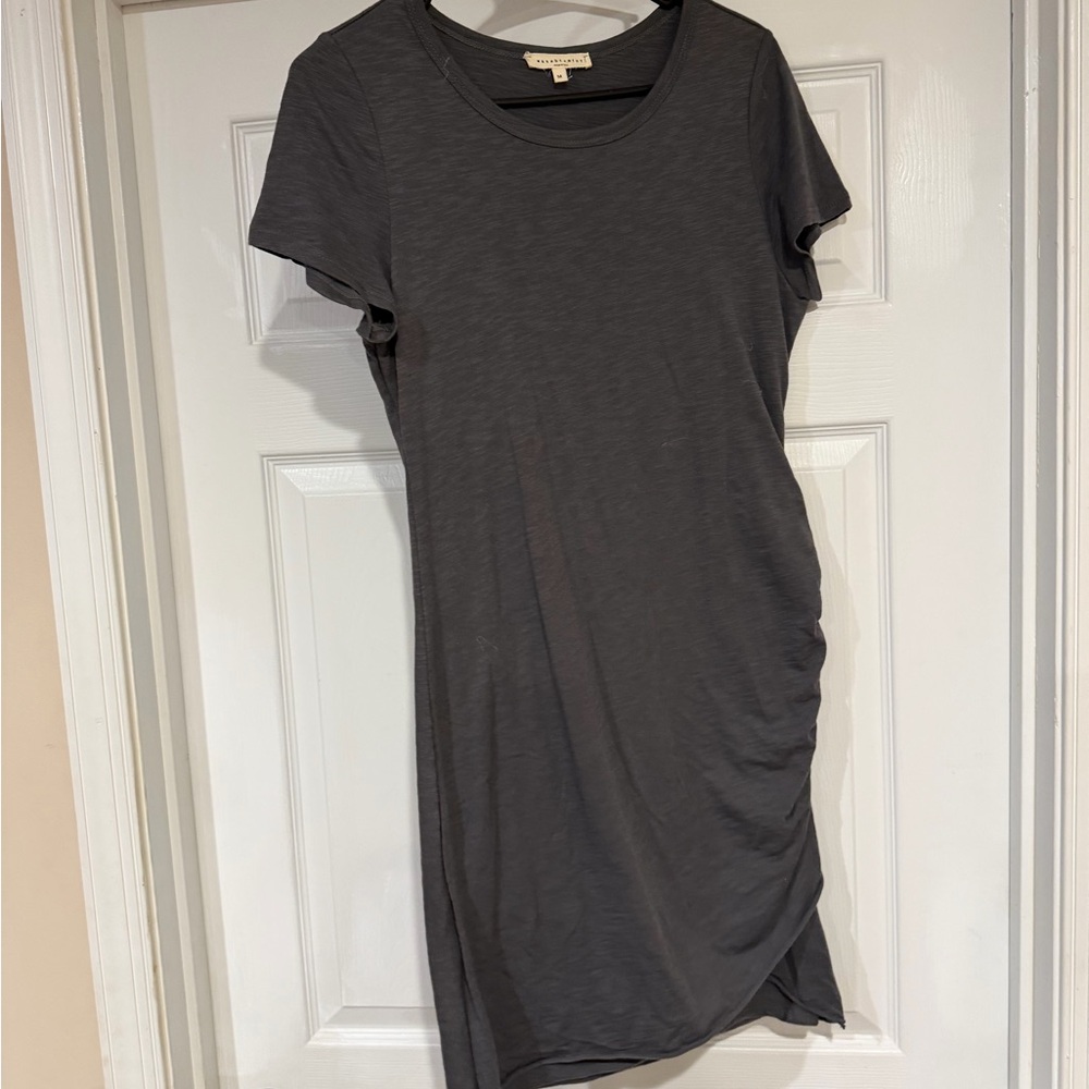 Casual Charcoal Ruched T-Shirt Dress